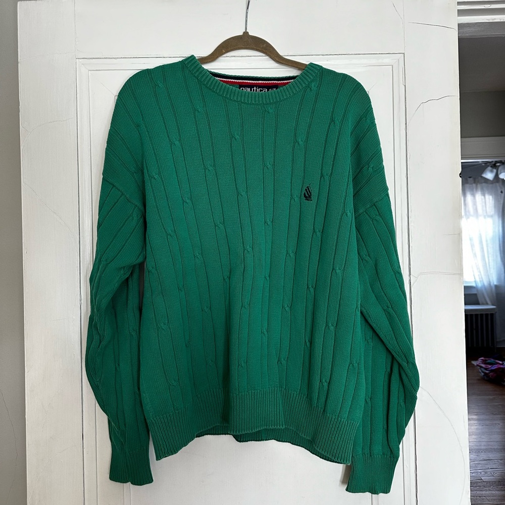 Green Cable Knit Sweater for Men